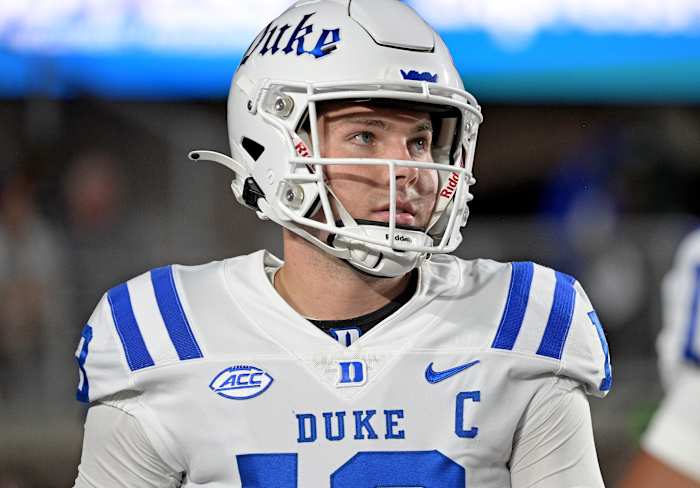 Duke football quarterback Riley Leonard